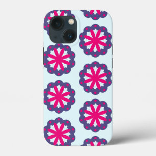 Purple and pink floral shapes illustration iPhone 13 mini case