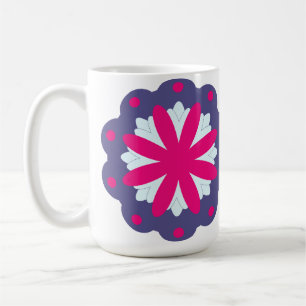 Purple and pink floral shapes illustration coffee mug