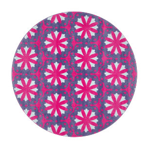 Purple and pink floral shapes illustration cutting board