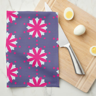 Purple and pink floral shapes illustration kitchen towel