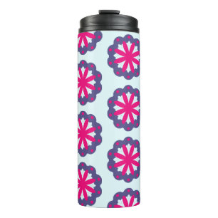 Purple and pink floral shapes illustration  thermal tumbler