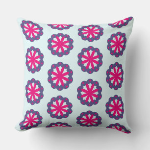 Purple and pink floral shapes illustration throw pillow