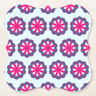 Purple and Pink Floral Shapes  Paper Coaster