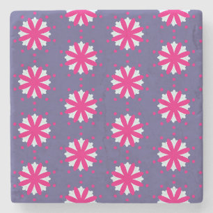 Purple and Pink Floral Shapes  Stone Coaster