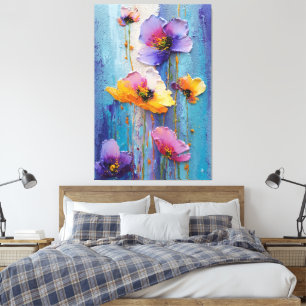 Purple and Pink Floral Texture Abstract Wall Art