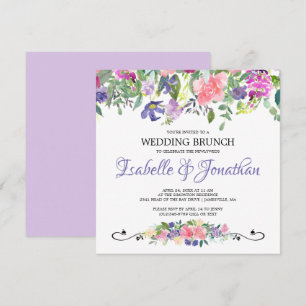 Purple and Pink Floral Wedding Brunch Invitations