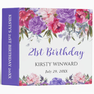 Purple and Pink Flowers Birthday Photo Album Binder