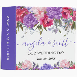 Purple and Pink Flowers Wedding Photo Album Binder