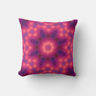 Purple and Pink Fractal Art Throw Pillow