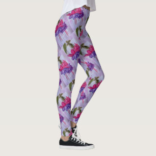 PURPLE AND PINK FUSCHIA   FLORAL LEGGINGS
