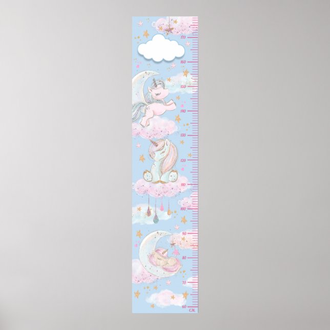 Purple and Pink girl baby unicorn growing chart (Front)