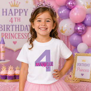 Purple and Pink Girls Fourth Birthday Baby T-Shirt