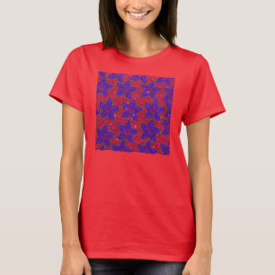 Purple and Pink Glitter Floral Print T-Shirt