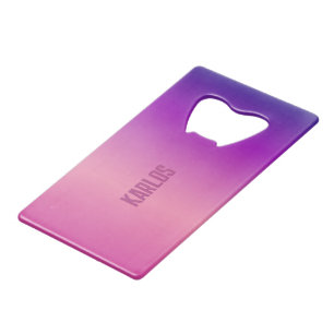 Purple and pink gradient background credit card bottle opener