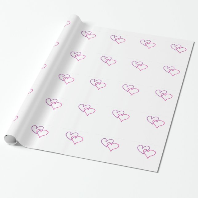 Purple and Pink Hearts Wrapping Paper (Unrolled)