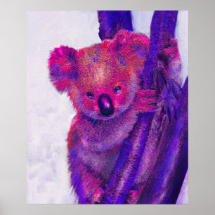 purple and pink koala poster