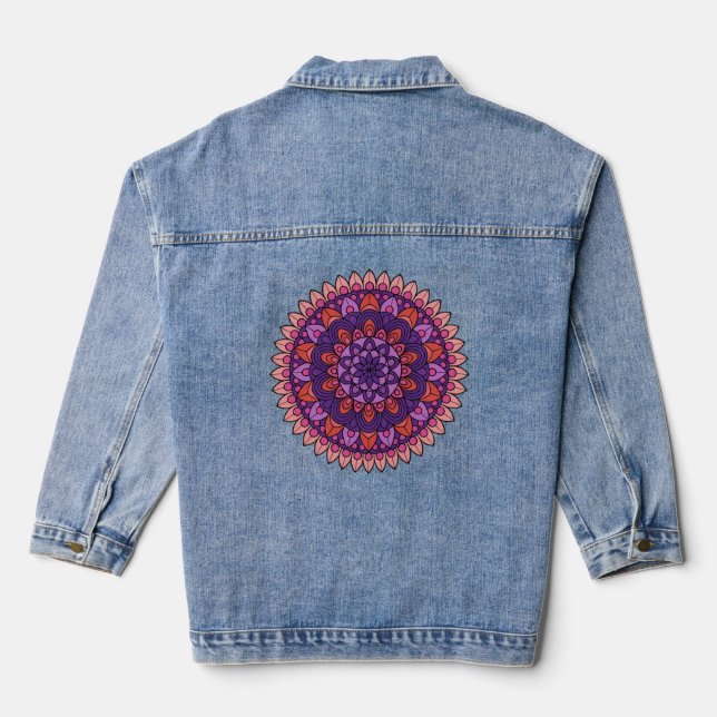 Purple and pink mandala  denim jacket (Back)