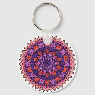 Purple and pink mandala keychain