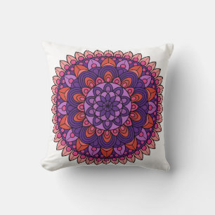 Purple and pink mandala  throw pillow