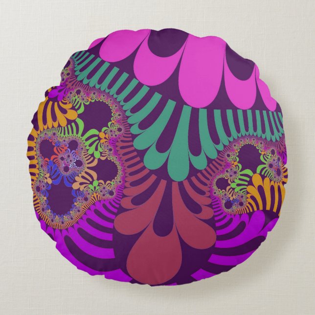 Purple and Pink Mod Round Pillow (Front)