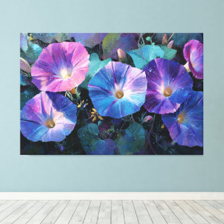 Purple and Pink Morning Glory Painting Abstract Canvas Print