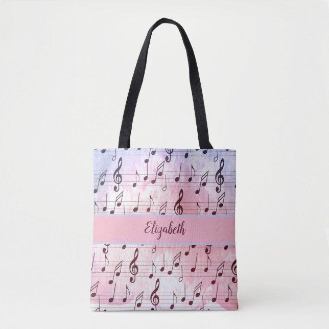 Purple and pink music note  tote bag (Front)