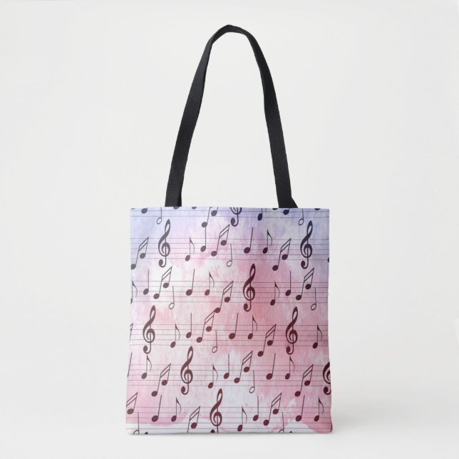 Purple and pink music note treble clef musician  tote bag (Front)