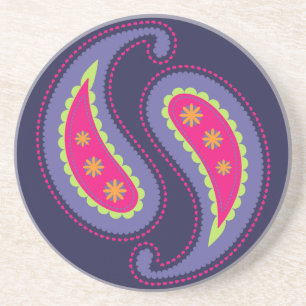 Purple and Pink Paisley Coaster