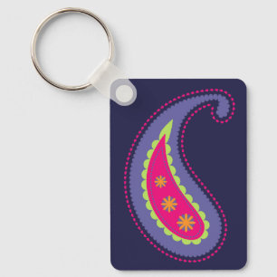 Purple and Pink Paisley Keychain