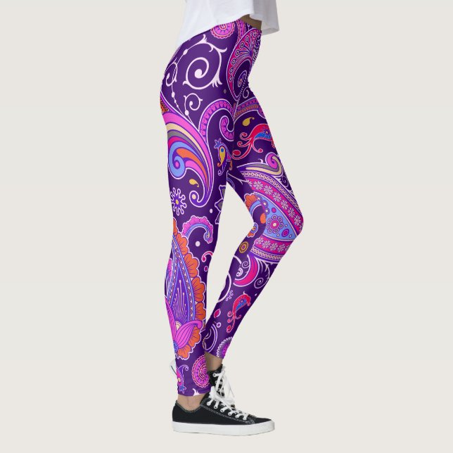 Purple and Pink Paisley  Leggings (Right)