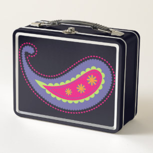 Purple and Pink Paisley Metal Lunch Box