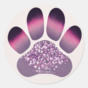 Purple and pink paw print  classic round sticker