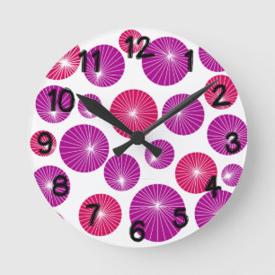 Purple and Pink Pinwheels Round Clock