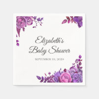 Purple and pink roses. Floral lilac baby shower