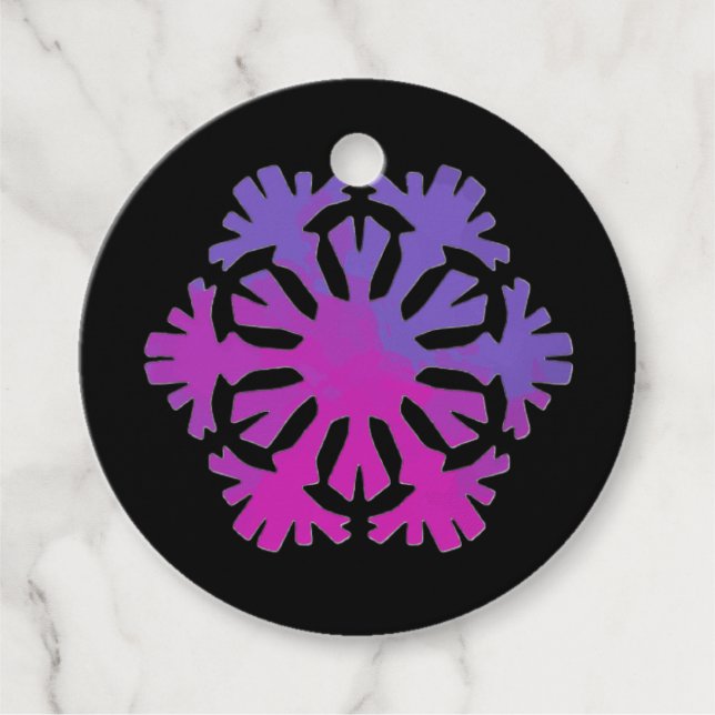 Purple and pink snowflake  favour tags (Front)