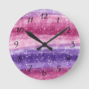 Purple and Pink Speckled Round Clock
