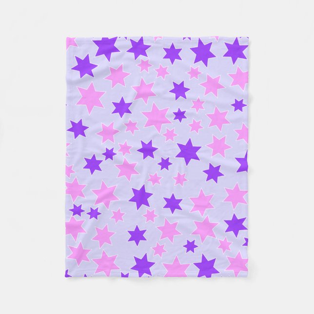 Purple and Pink Stars Fleece Blanket (Front)