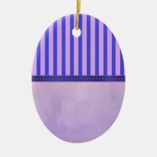 Purple and Pink Stripes and Swirls Egg Ceramic Ornament