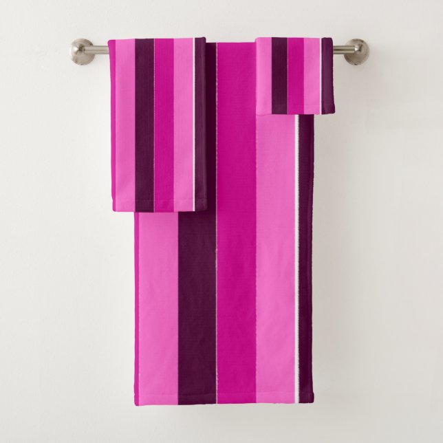Purple and Pink Stripes  Bath Towel Set (Insitu)