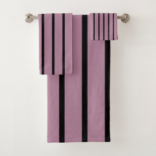 Purple and Pink Stripes Bath Towel Set