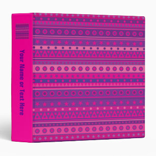 Purple and Pink Stripy Stars and Spots Pattern Binder