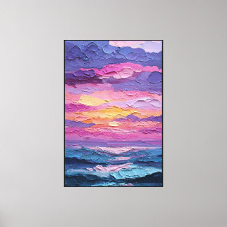 Purple and Pink Sunset Ocean– Abstract Wall Art