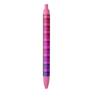 Purple And Pink Tartan, Blue Ink Pen