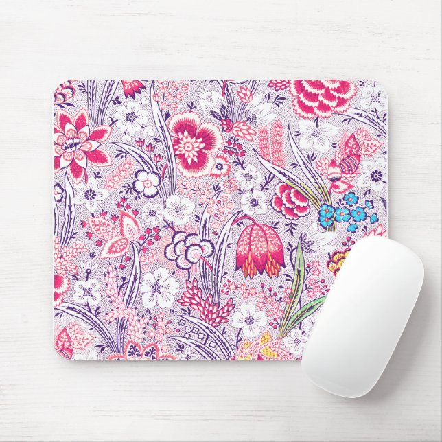 Purple and Pink Vintage Floral Mouse Pad (With Mouse)