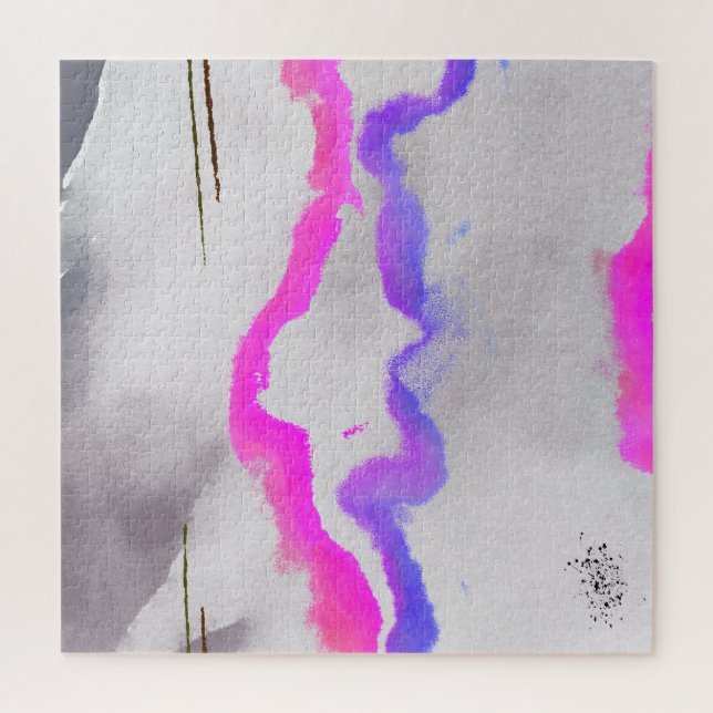 Purple And Pink Watercolor Abstract Jigsaw Puzzle (Vertical)