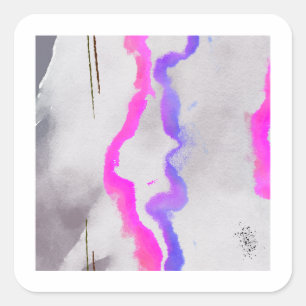 Purple And Pink Watercolor Abstract Square Sticker
