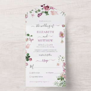 Purple and Pink Wedding  All In One Invitation
