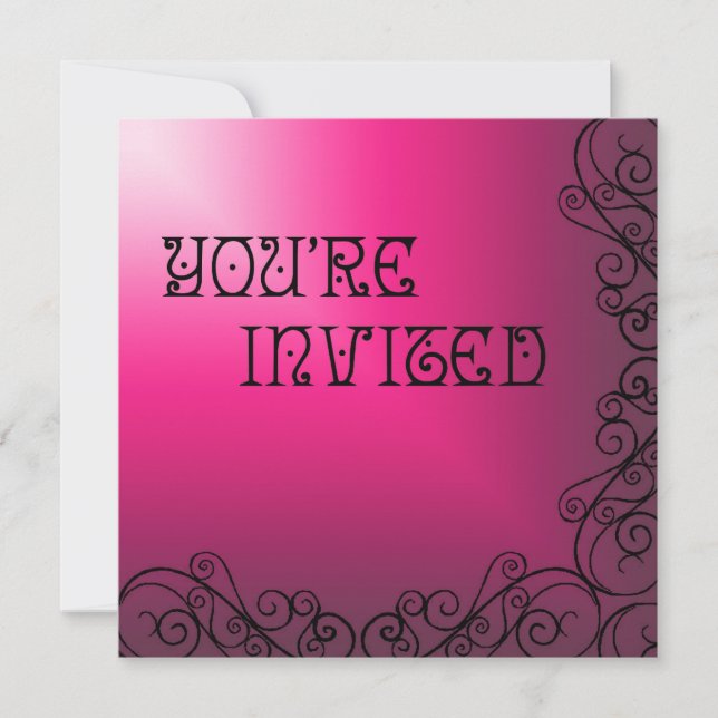 Purple and Pink with Black Swrils Invitation (Front)
