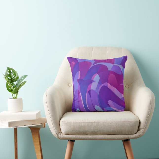Purple and Plum Abstract Art Throw Pillow (Chair)