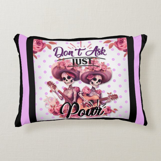 Purple and Pretty Sugar Skull Accent Pillow (Front)